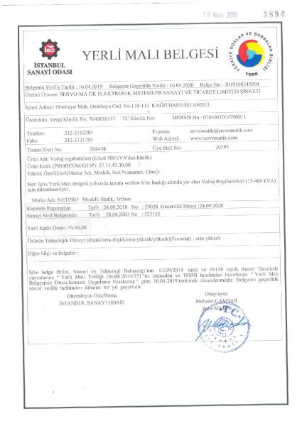 2019 GÜNCELLENMİŞ YERLİ MALI BELGEMİZ